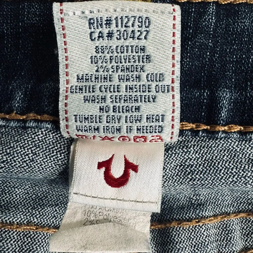 True Religion Candice Trouser Flared Low Rise Jeans 30 (32x30.5) Blue Womens